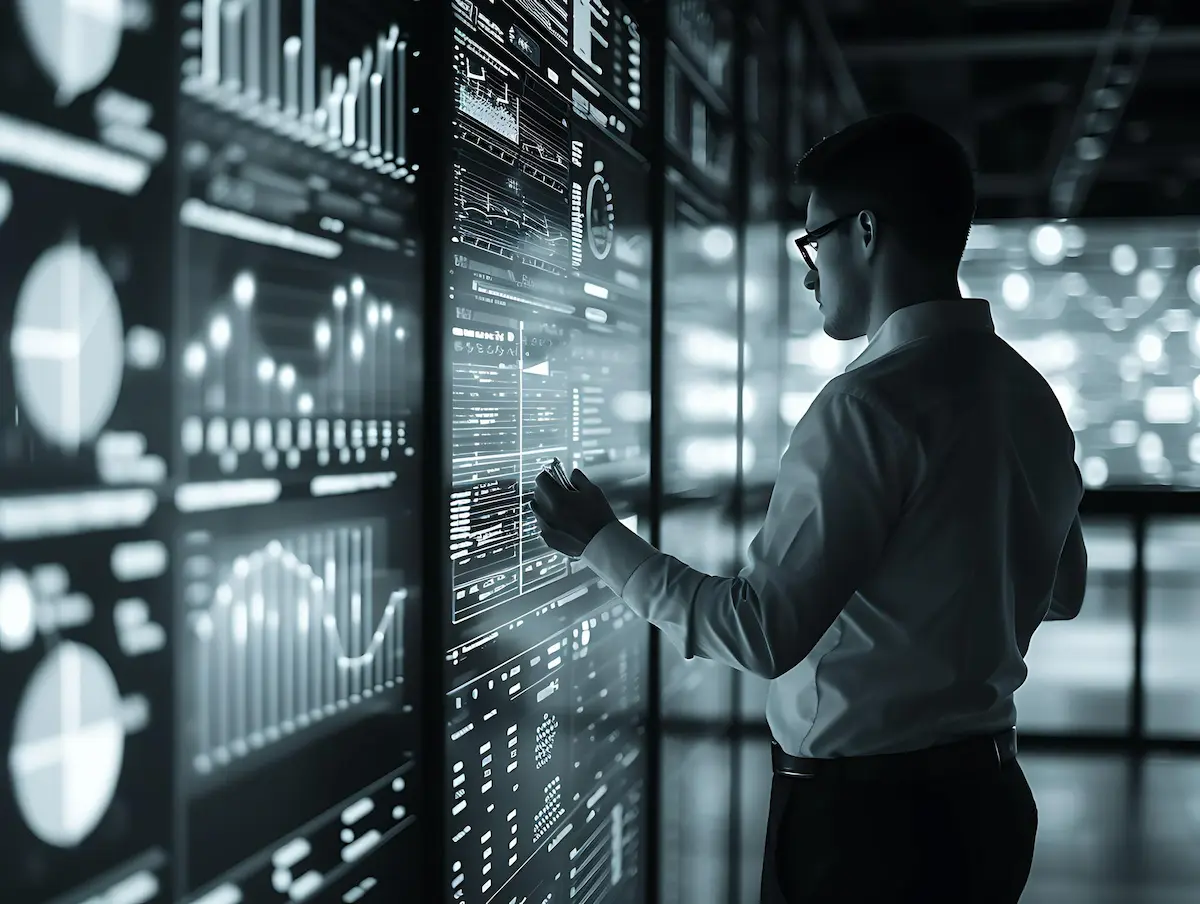 Big Data: conceito, benefícios, fontes e análise homem realizando manutenção em servidores de big data