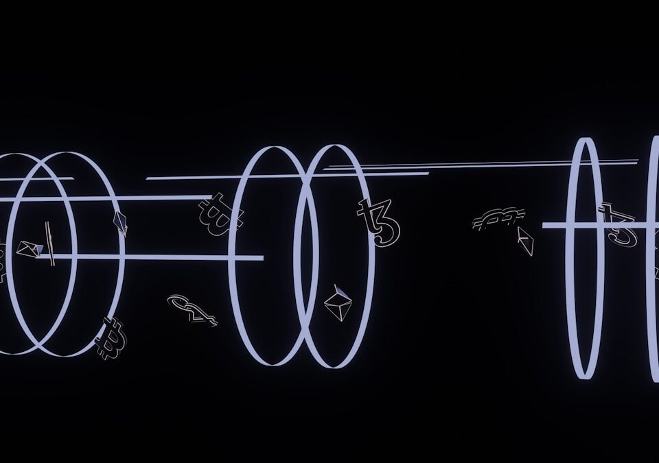 Blockchain e Criptomoedas: Como a Tecnologia Garante Segurança a black wall with a neon light drawing on it