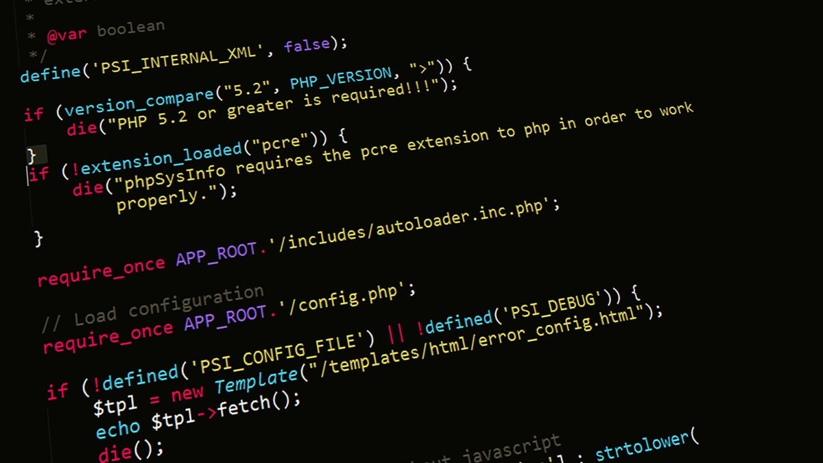 Tela de computador com código PHP em close